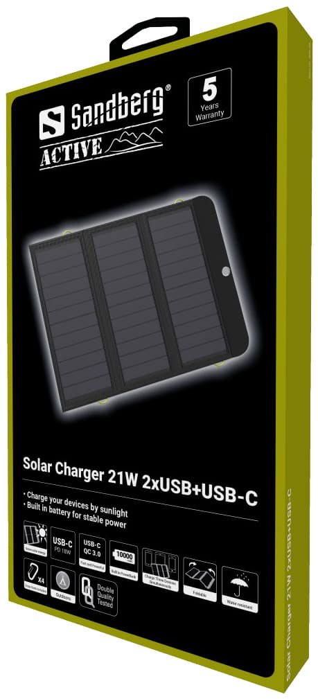Sandberg Solar 3-panel oplader med powerbank