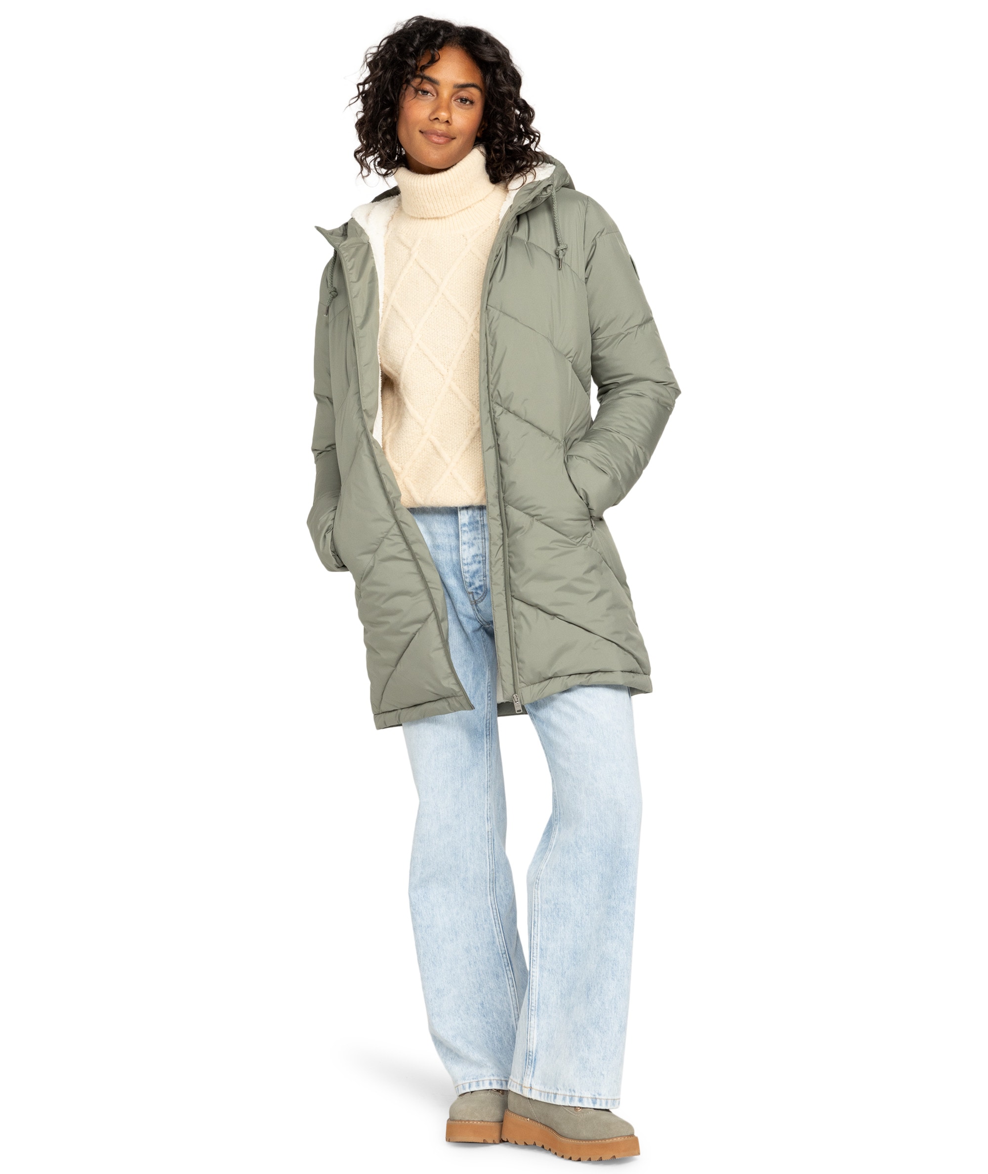Roxy Steppjacke »BETTER WEATHER« mit Kapuze extra Länge