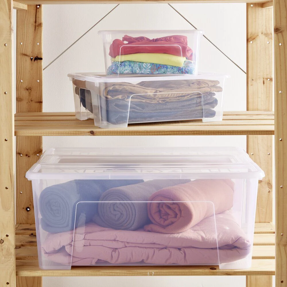 Box rangement 48L plastique transparent 57xH27,2x38cm