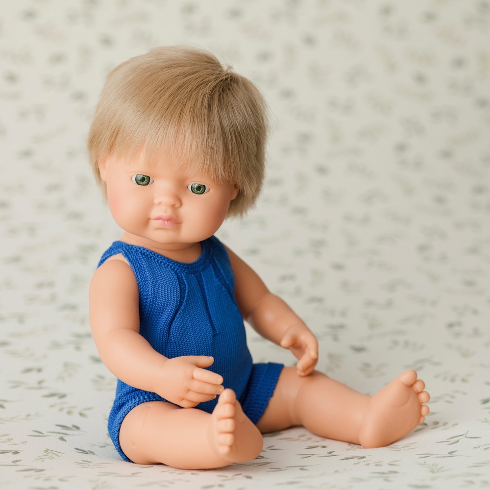 Miniland Lernpuppe Junge Dunkelblond 38cm
