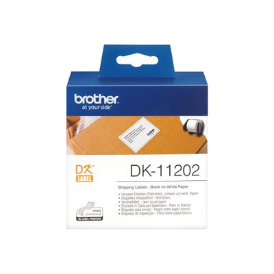 Brother DK-11202 - Ruban d'étiquettes auto-adhésives - 1 rouleau de 300 étiquettes (62 x 100 mm) - fond blanc écriture noire