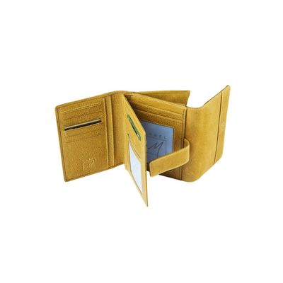 Porte-monnaie fermeture à bouton avec 4 poches fenêtres Savannah - ocre - label M
