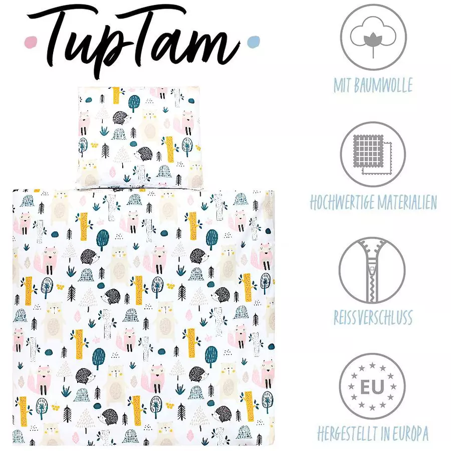 TupTam Unisex Baby Bettwäsche Wiegenset 4-teilig braun