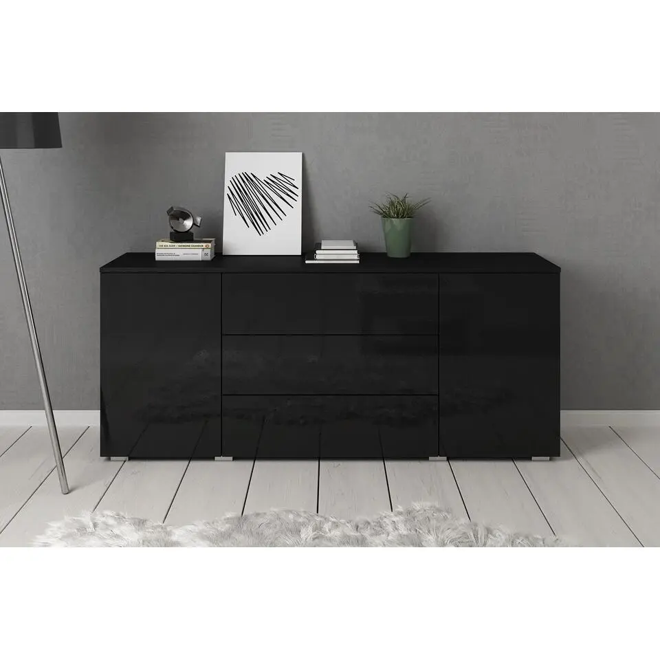 Meubella - Dressoir Pure - Zwart - 150 cm