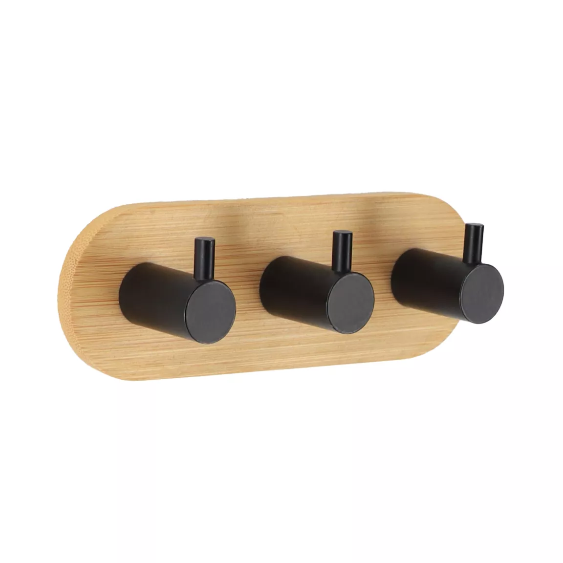 Patère adhésive 3M bambou 3 crochets (L13,5 cm) Noir
