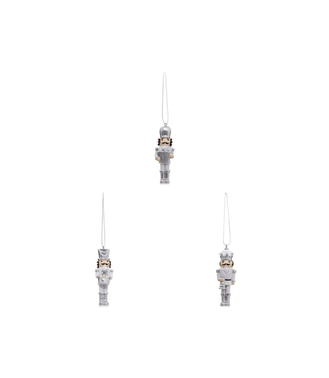Lot de 3 Sujets de Noël Casse Noisette 10cm Argent