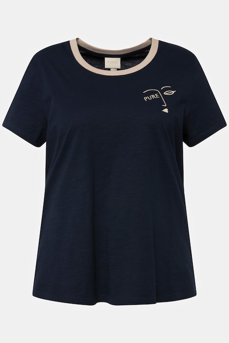 T-Shirt, PURE-Stickerei, Rundhals, Halbarm, Biobaumwolle