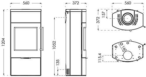 TermaTech S01-682 TT80S Kaminofen Stahl Schwarz | Speckstein/A+