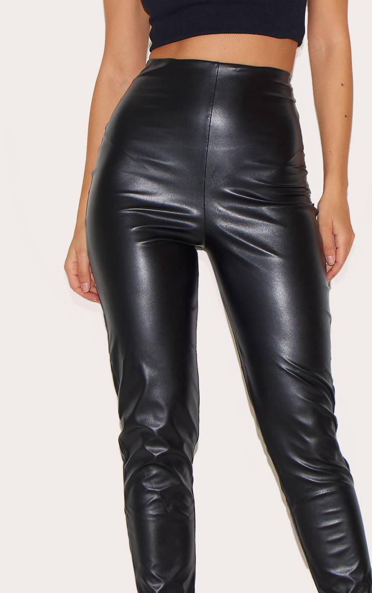 Noir Legging Taille Haute En Synthétique