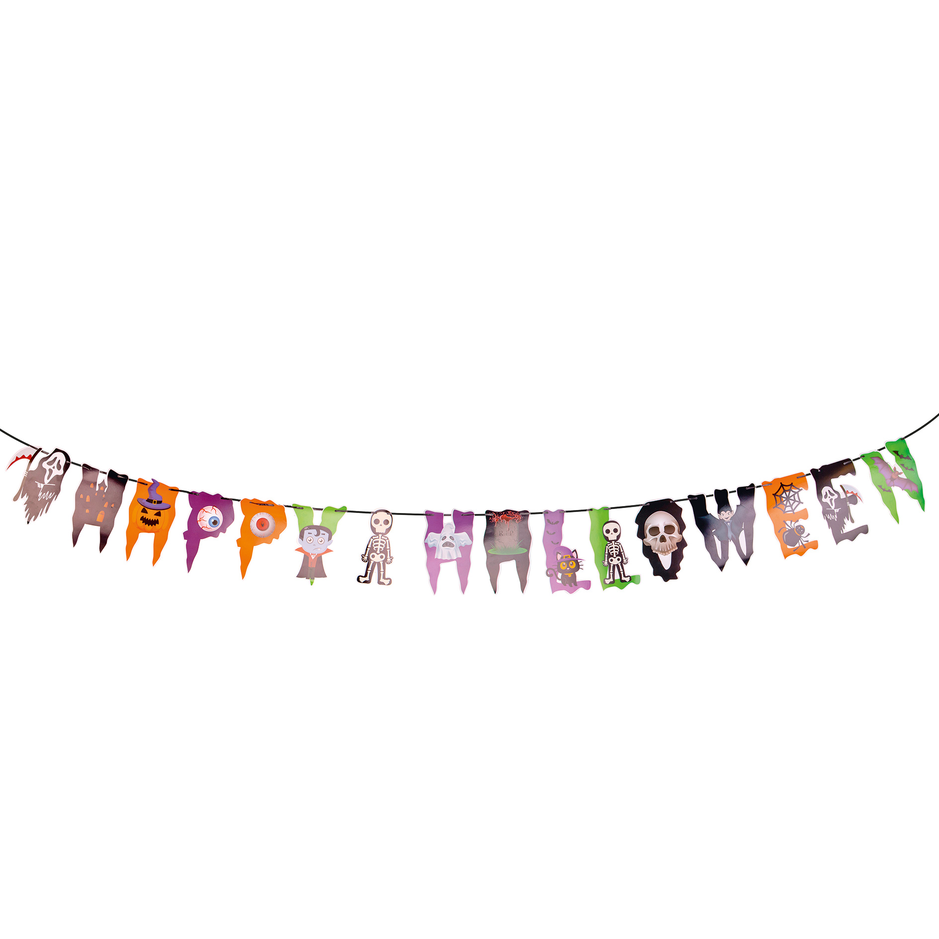 Girlande Happy Halloween - mehrfarbig - Papier