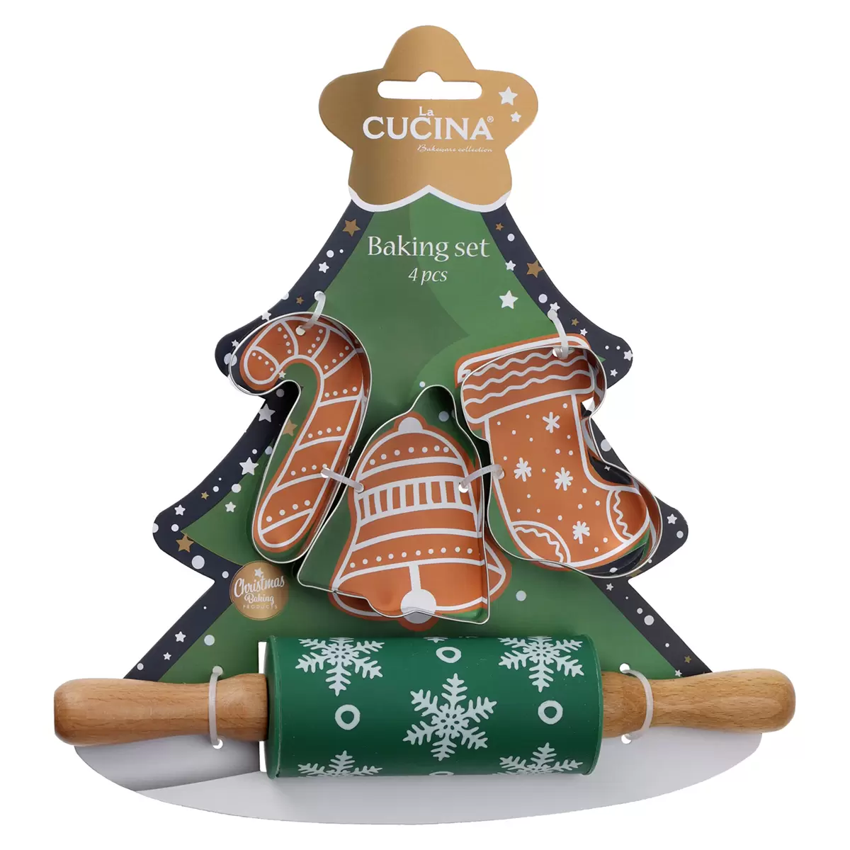 Kinderbackset 4-tlg. Weihnachten grün,rot