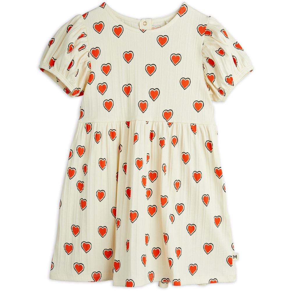 Køb Mini Rodini Offwhite Outlined Hearts AOP Kjole