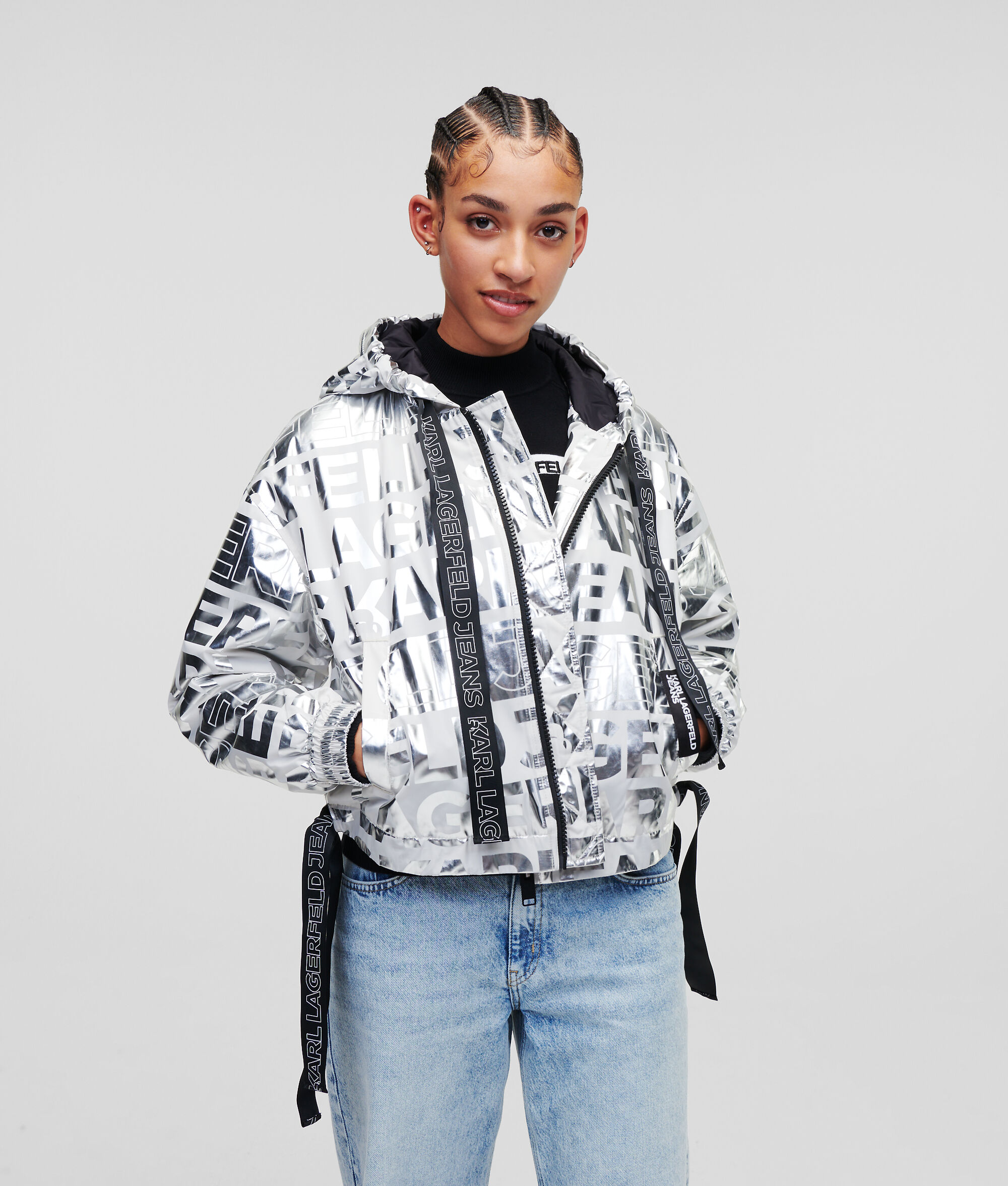 VESTE À CAPUCHE CROPPED AVEC LOGO KLJ