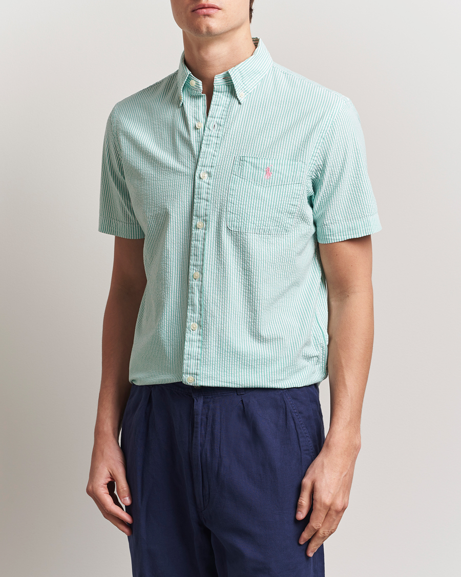 Polo Ralph Lauren Seersucker Short Sleeve Striped Shirt Green/White
