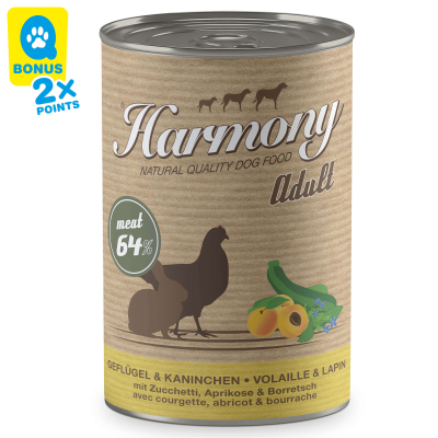 Harmony Dog Natural Geflügel & Kaninchen mit Zucchini, Aprikose & Borretsch