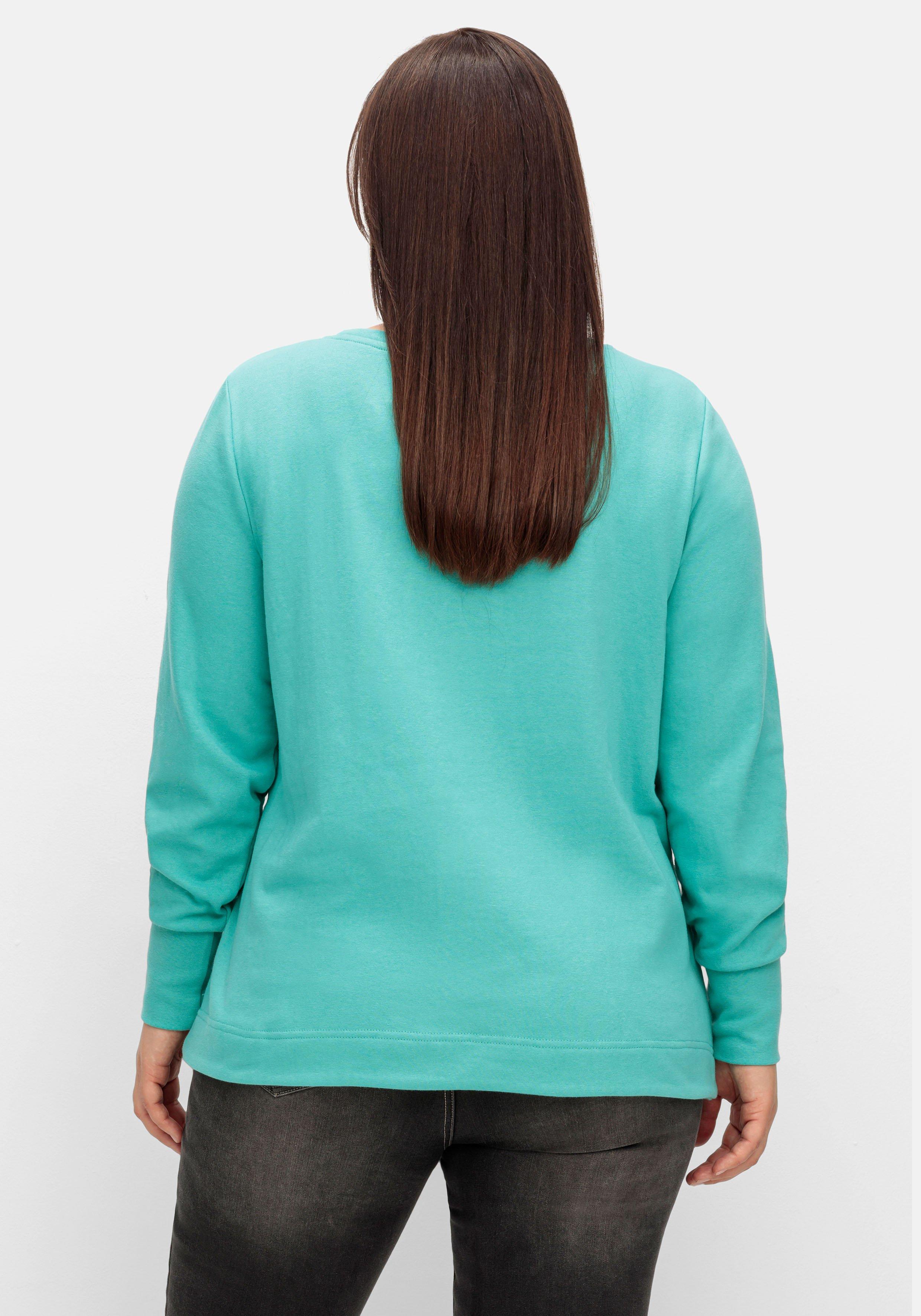 Sweatshirt mit Taschen und tiefem Rundhalsausschnitt