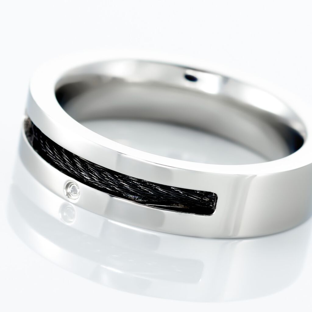 Bague Acier Blanc Stelios Diamant