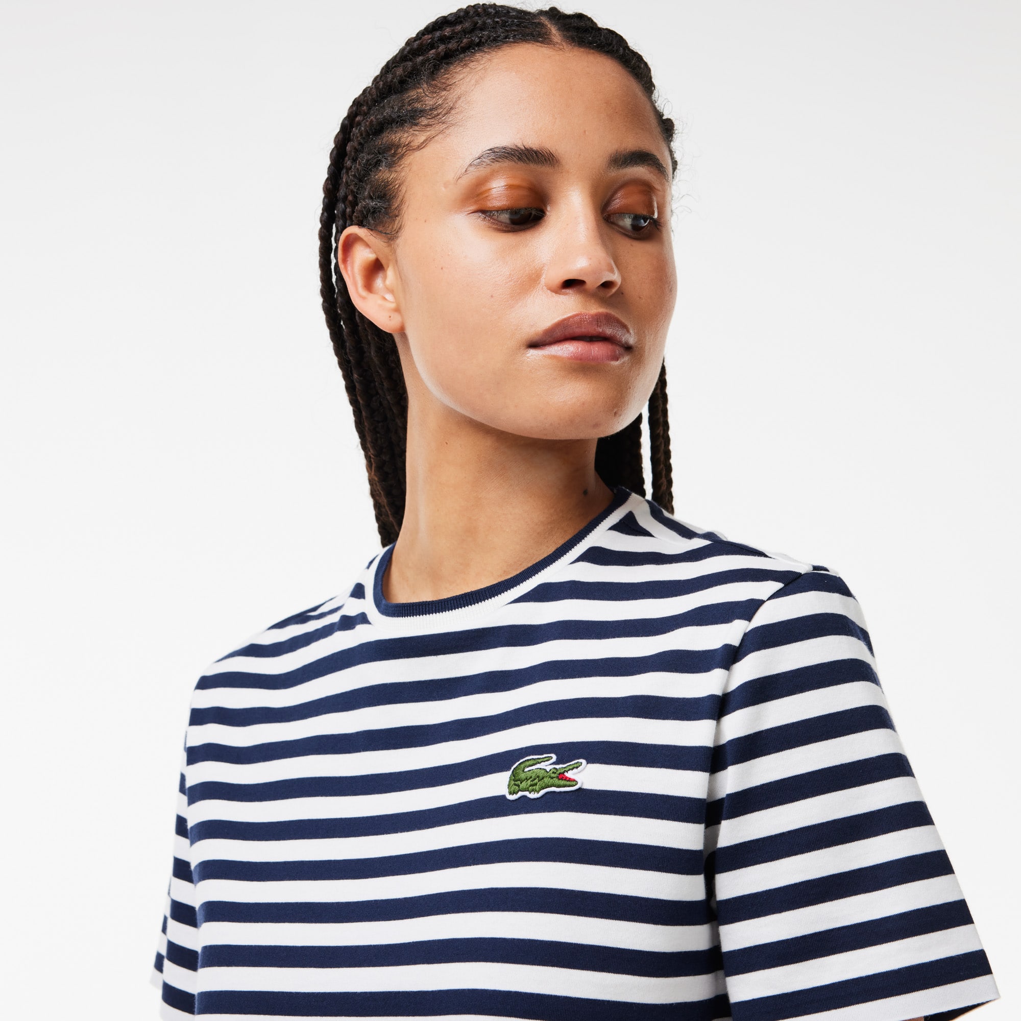 T-shirt femme loose fit Lacoste à rayures en jersey de coton T-Shirts - Bleu - Lacoste - Femme