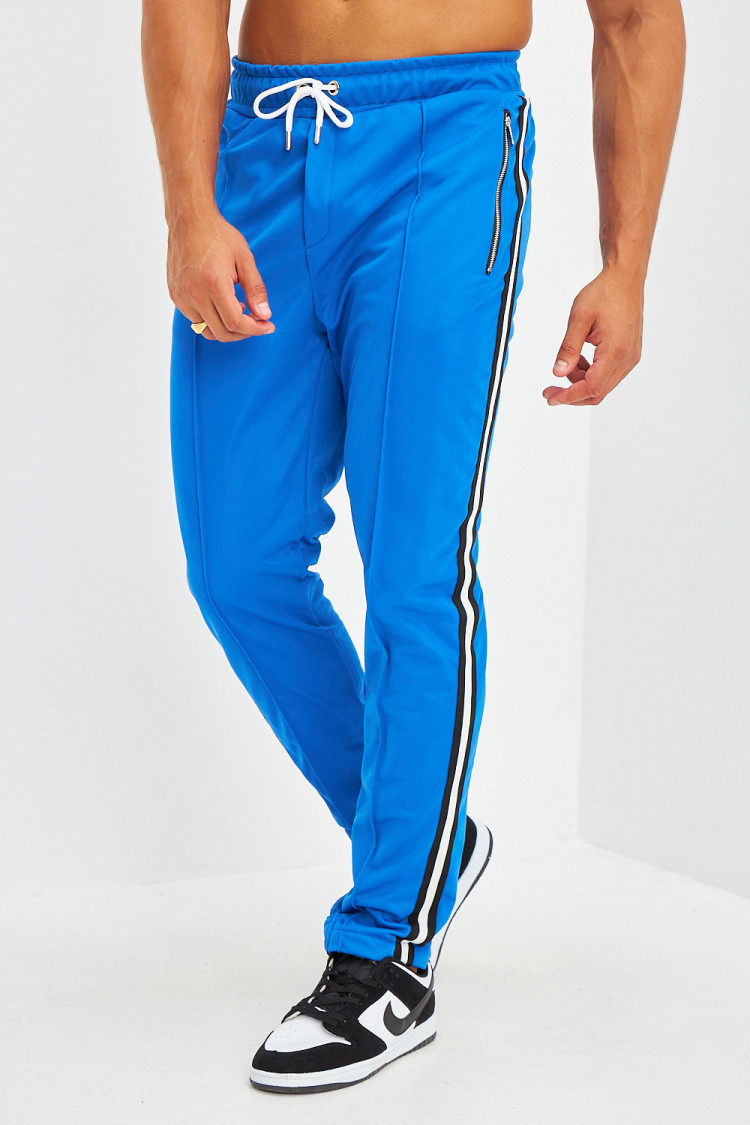 Jogging bandes latérales fermetures éclair bleu