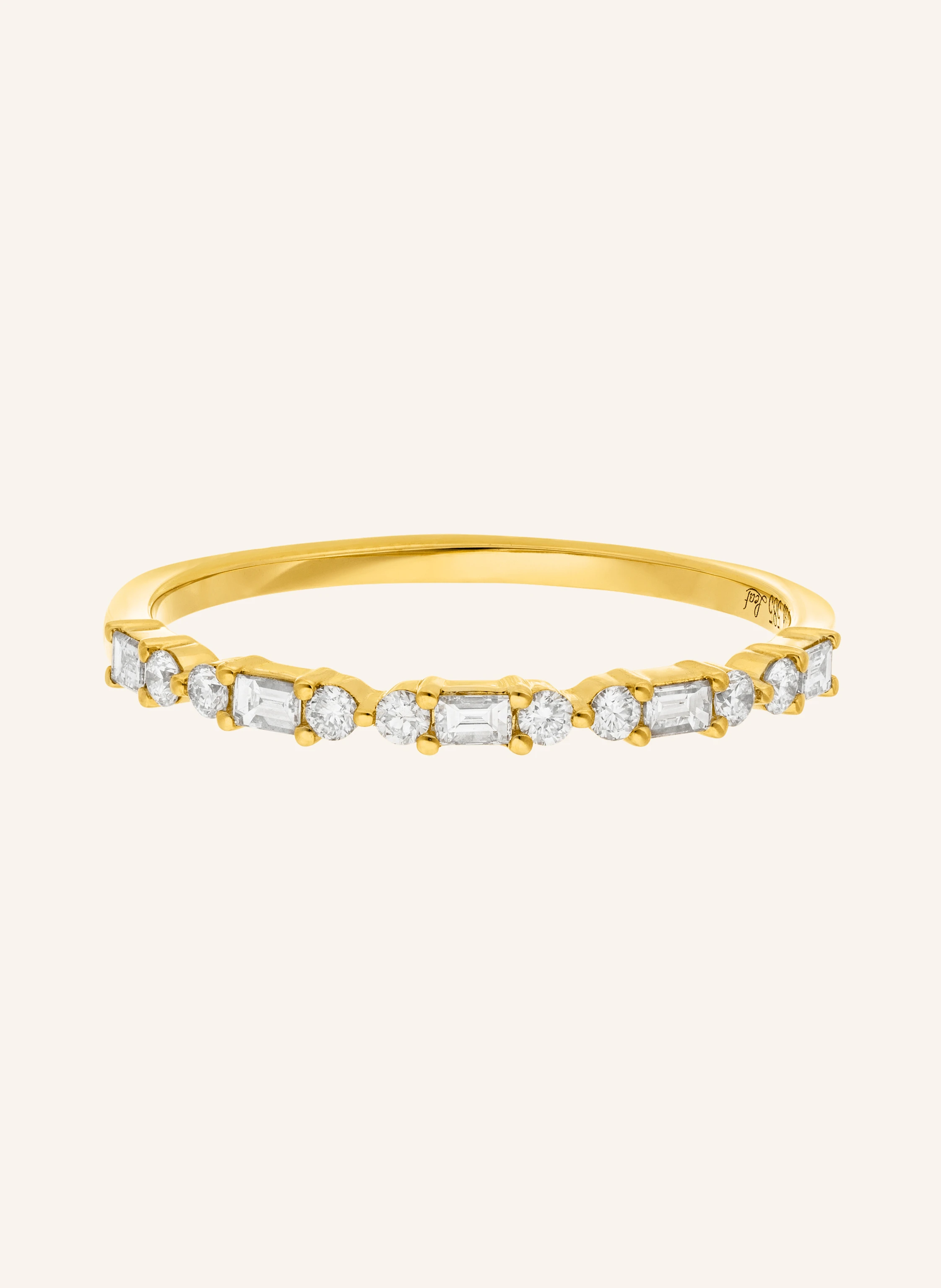 Leaf Ring BAQUETTE aus 14 Karat Gelbgold mit Diamanten