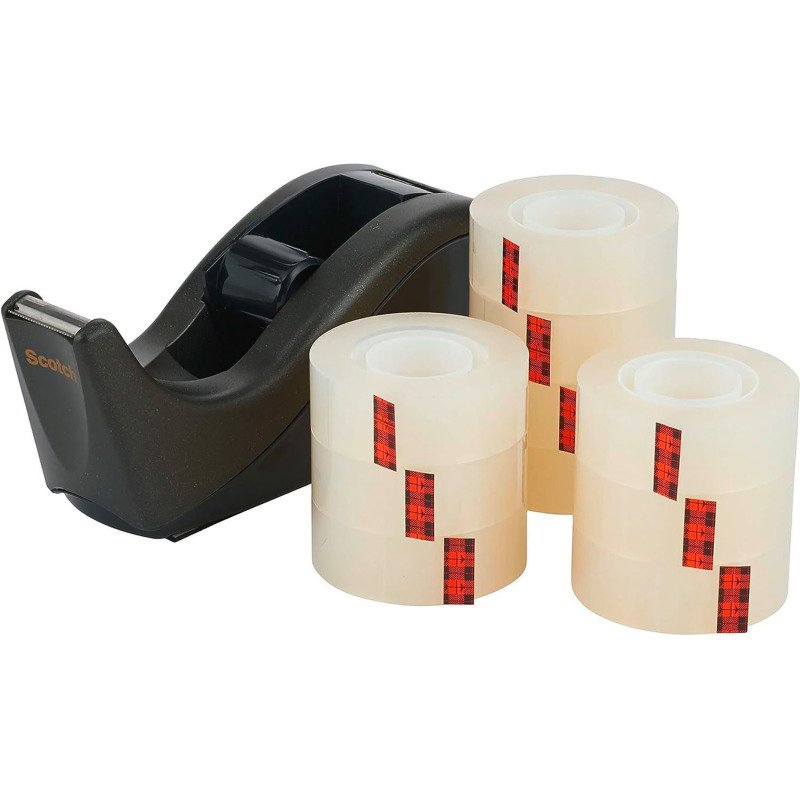 Pack 10 rubans adhésifs Scotch Crystal transparent + 1 dévidoir C60 noir offert