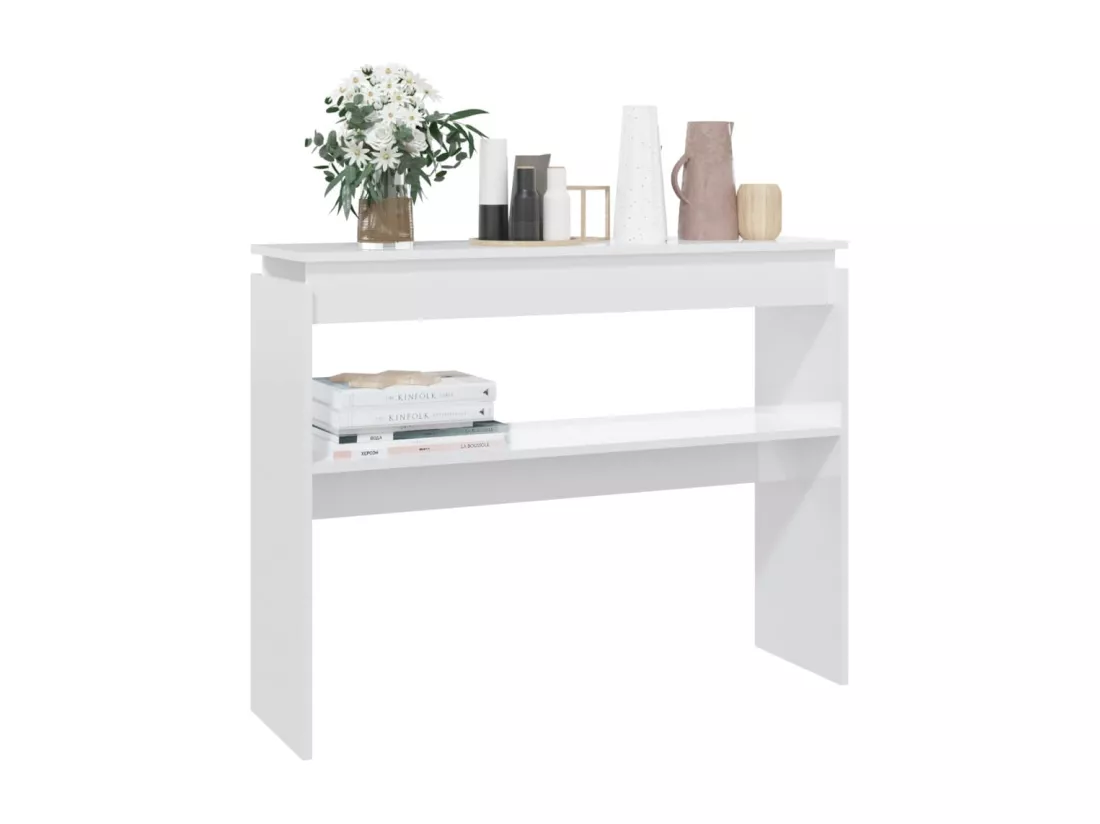 Table console Blanc brillant 102x30x80 cm Aggloméré