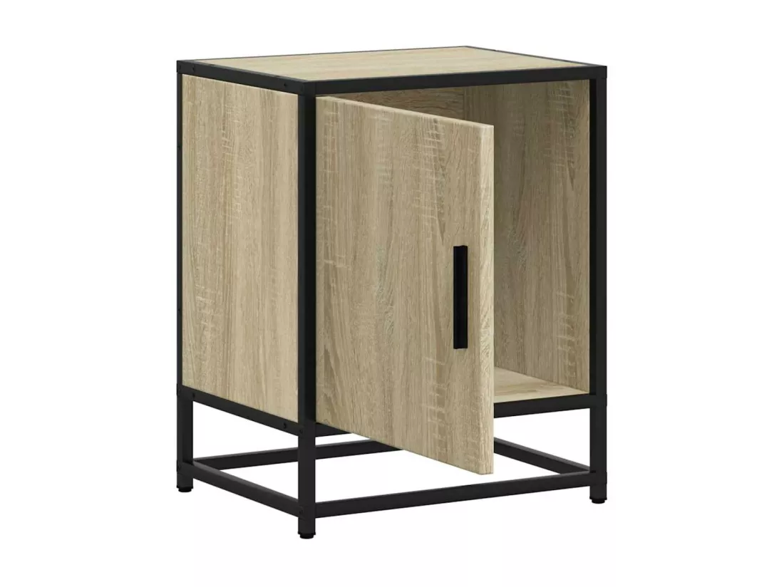 Tables de chevet 2 pcs chêne sonoma bois d'ingénierie et métal