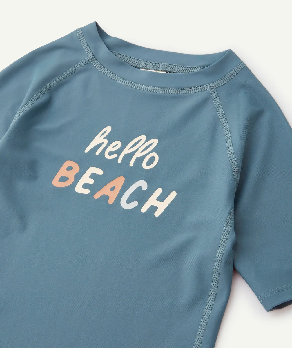 LASSIGT-SHIRT ANTI-UV HELLO BEACH BLEU