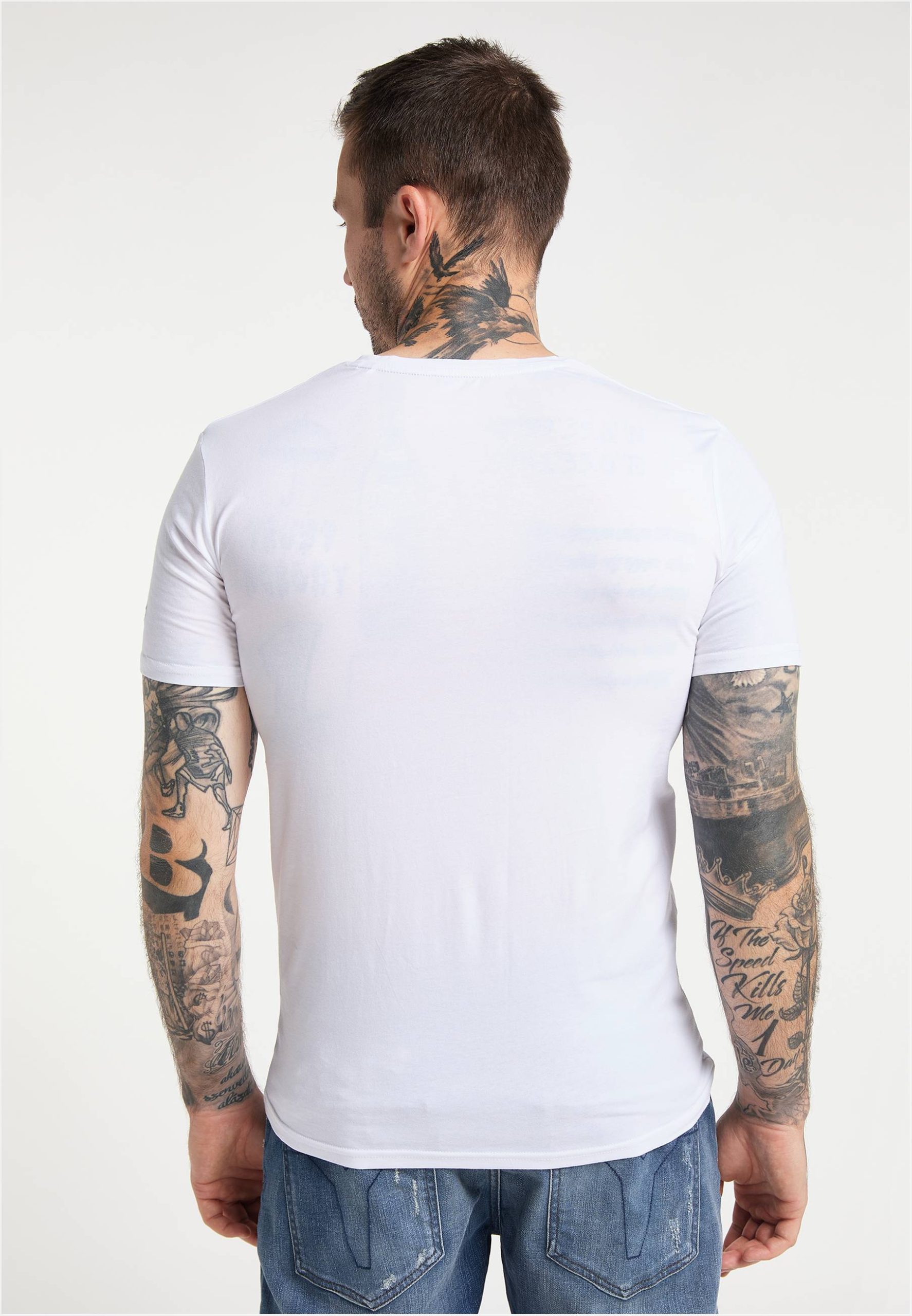 Carlo Colucci Basic T-Shirt V-Neck Heren Wit