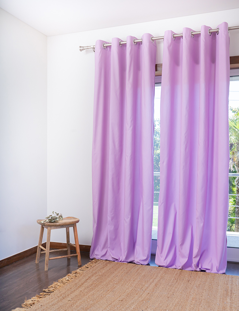 Set of 2 Bicolor Curtains with Stainless Steel Eyelets Lilac