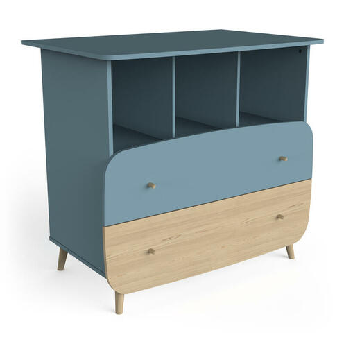 Commode 2 tiroirs 3 niches FIRMIANA Bleu Orage - CBA Meubles