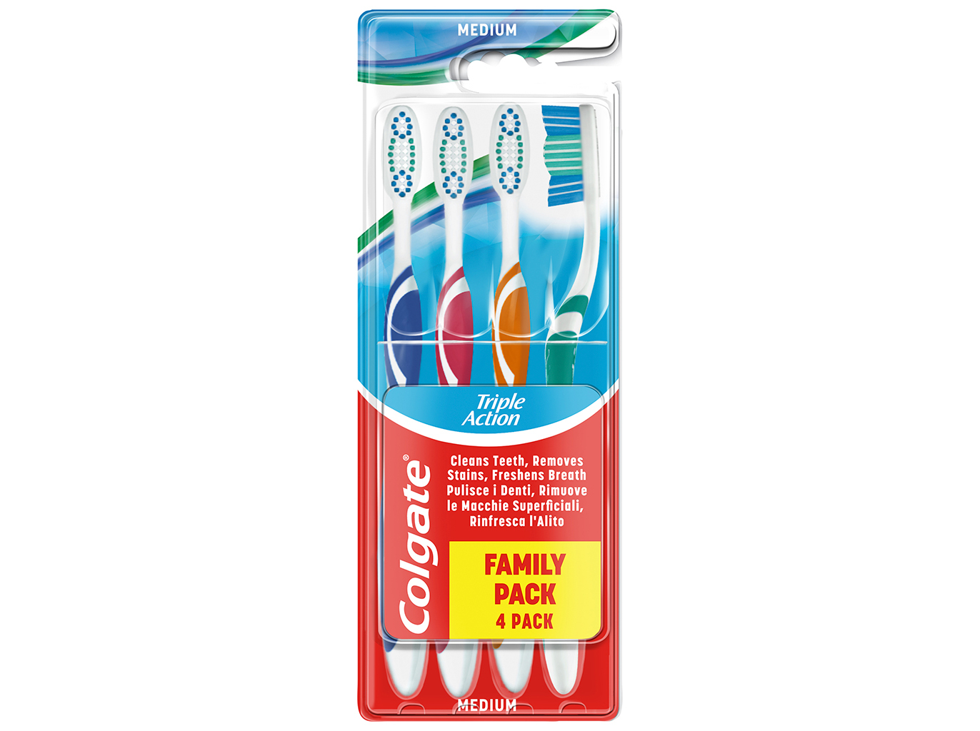 Escova de Dentes Tripla Ação Média Colgate Pack 4