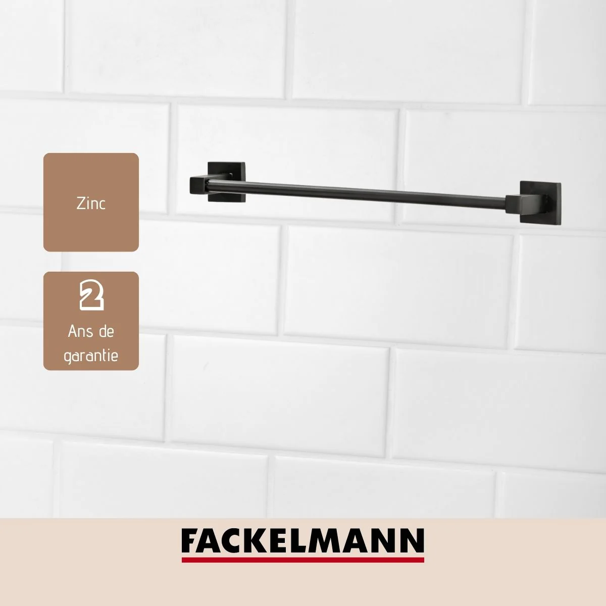 Porte serviette mural vertical noir mat New York Fackelmann