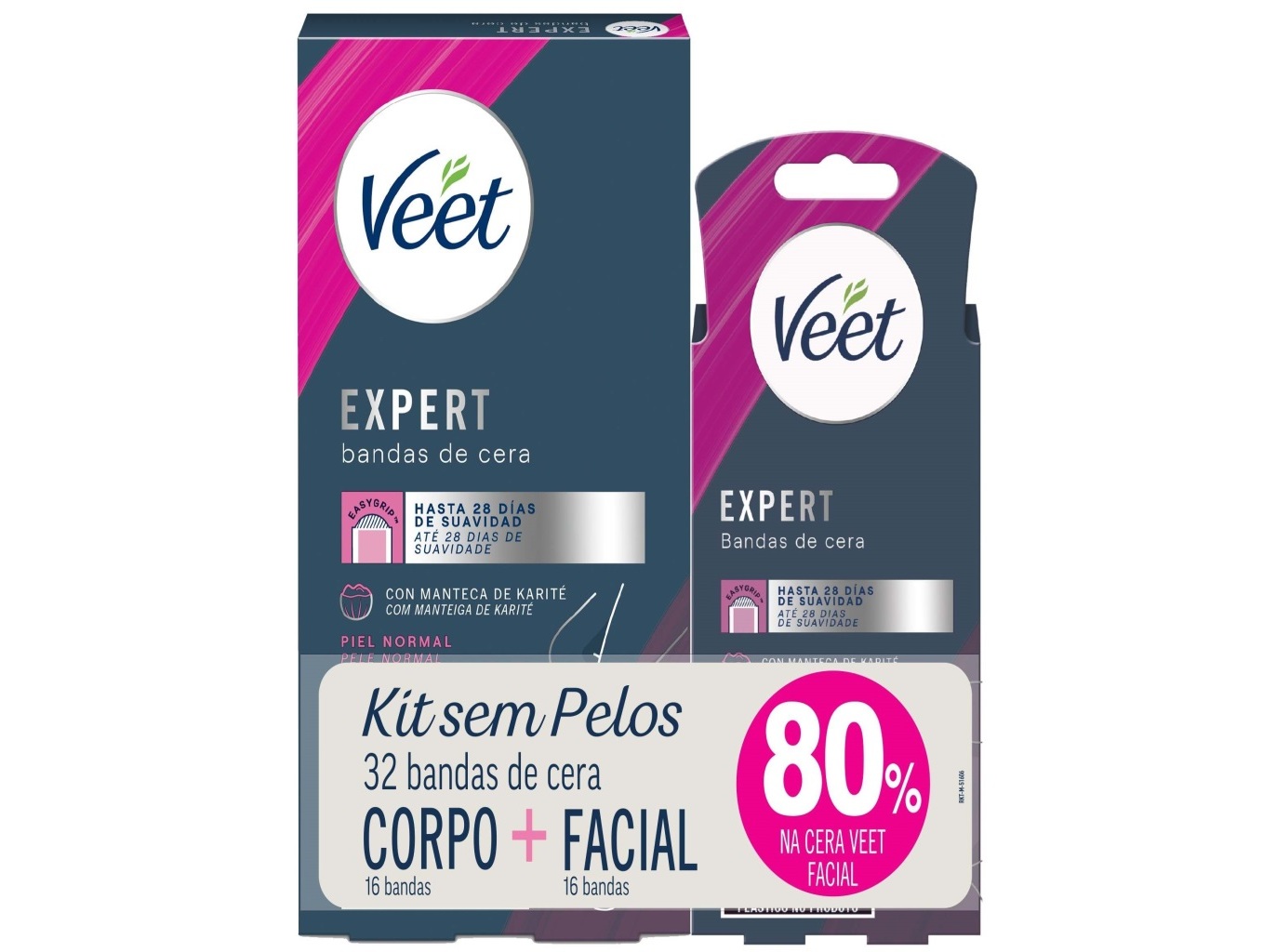 BANDAS CERA VEET PACK CORPO E ROSTO 2X16UN