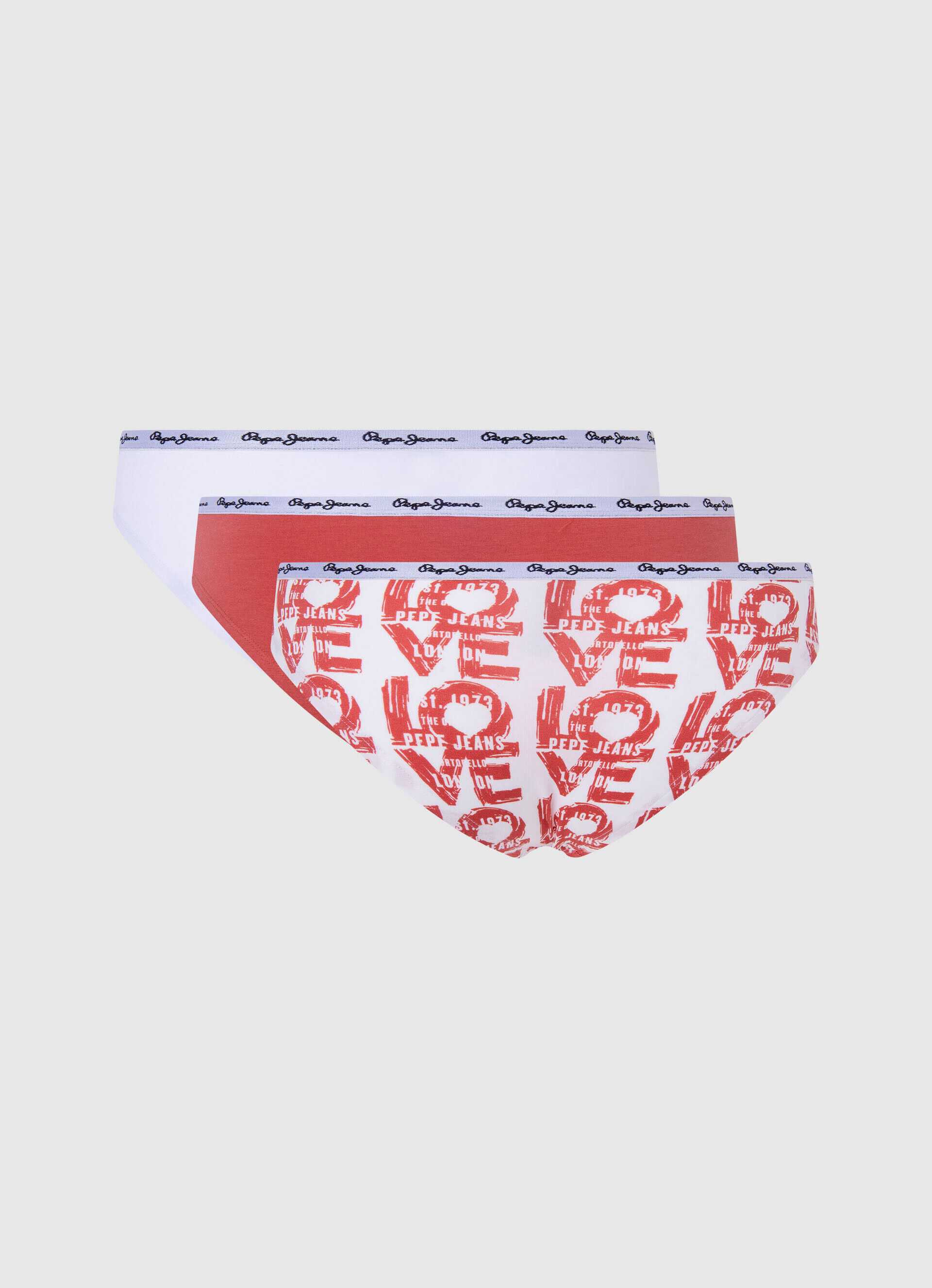 Conjunto de 3 cuecas com logotipo estampado - vermelho estúdio