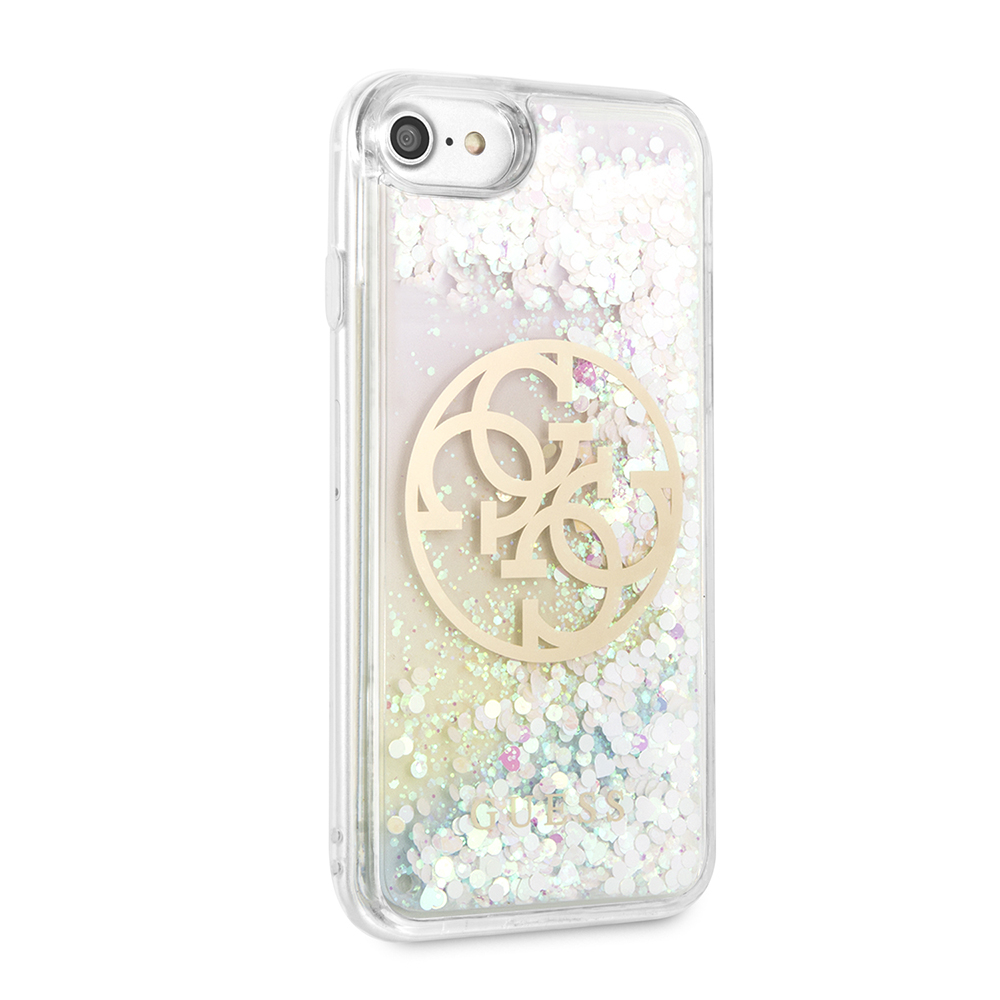 iPhone SE (2022/2020) / 8 / 7 / 6S Hardcase Hülle Liquid Glitter Circle Logo (GUHCI8LGIRGP) - Weiss / Transparent