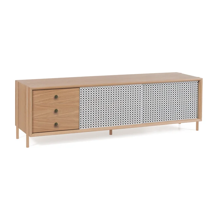 Hartô - Gabin Sideboard mit Schubladen, Walnuss natur / schiefergrau