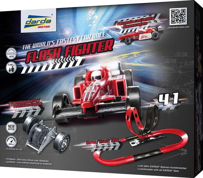 Darda Racebaan Flash Fighter 3 Meter Rood/zwart
