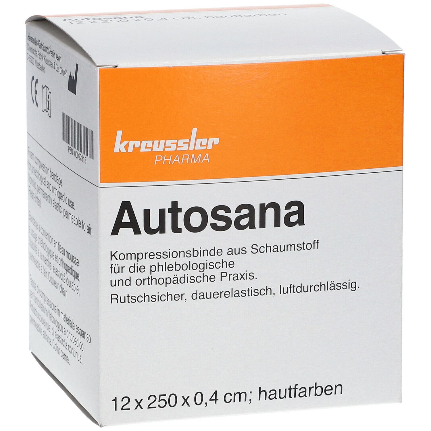Autosana Kompressionsbinde aus Schaumstoff 12 cm x 2,5 m x 0,4 cm hautfarbend
