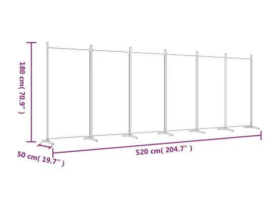 Cloison de séparation 6 panneaux Anthracite 520x180 cm Tissu