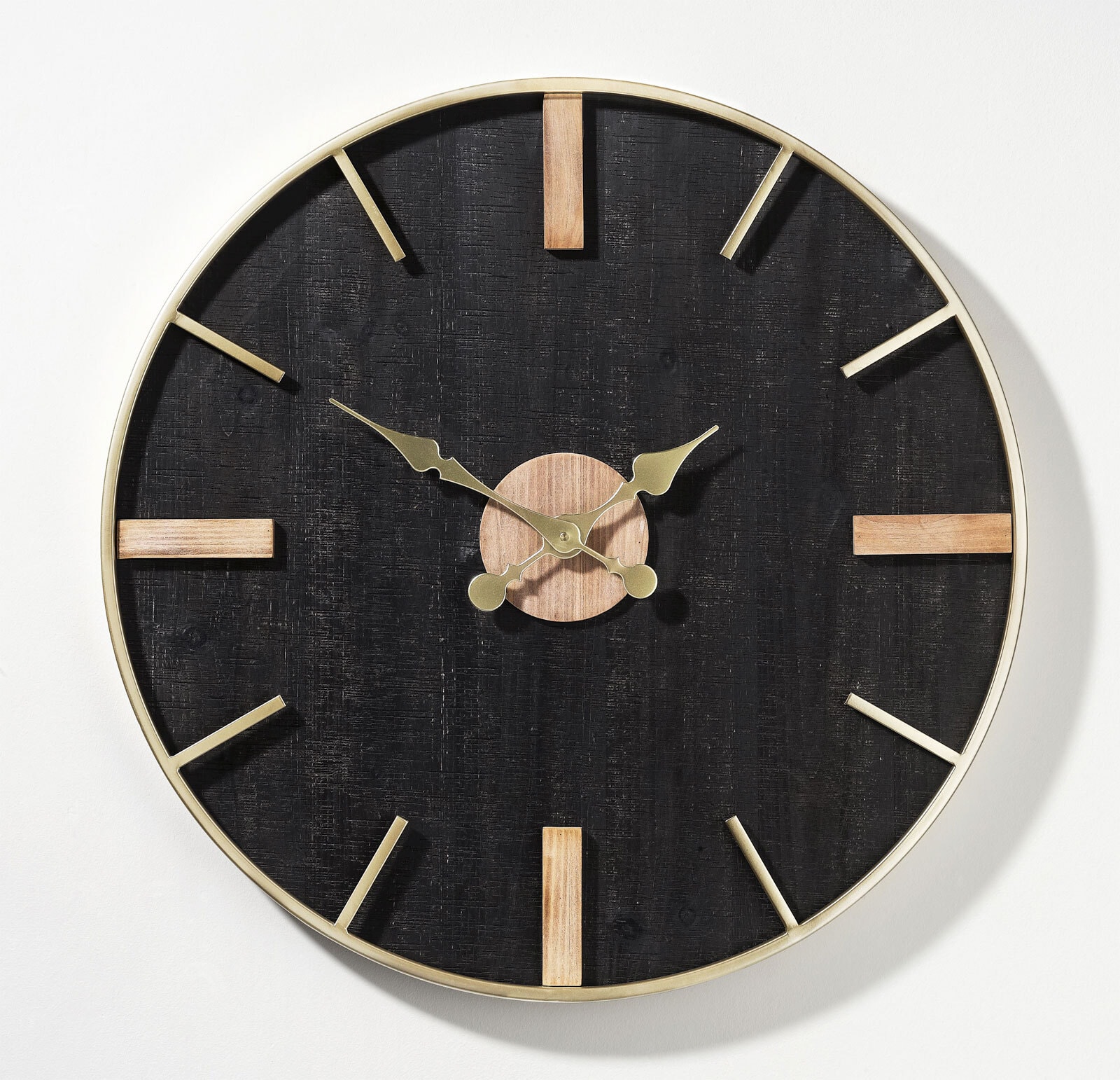 casaNOVA Wanduhr 71 cm Holzoptik schwarz