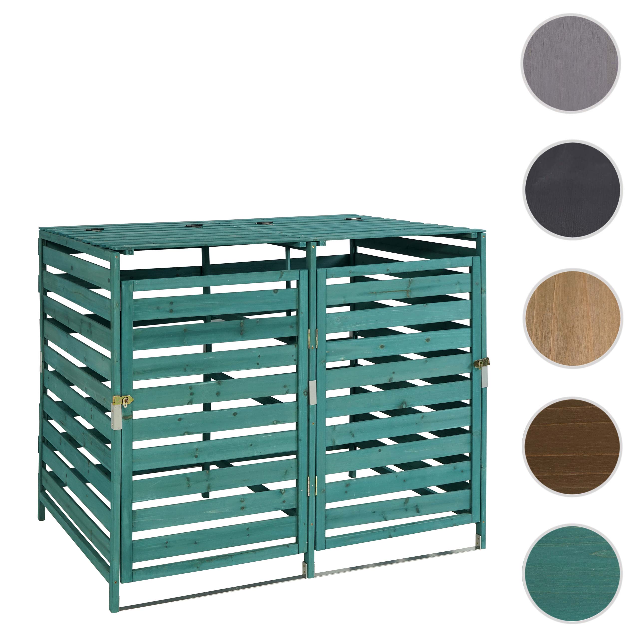 XL 2er-/4er-Mülltonnenverkleidung MCW-H62, Mülltonnenbox, erweiterbar 114x133x97cm Massiv-Holz ~ dunkelgrün