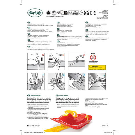 Dantoy styreslæde 95 cm - assorteret