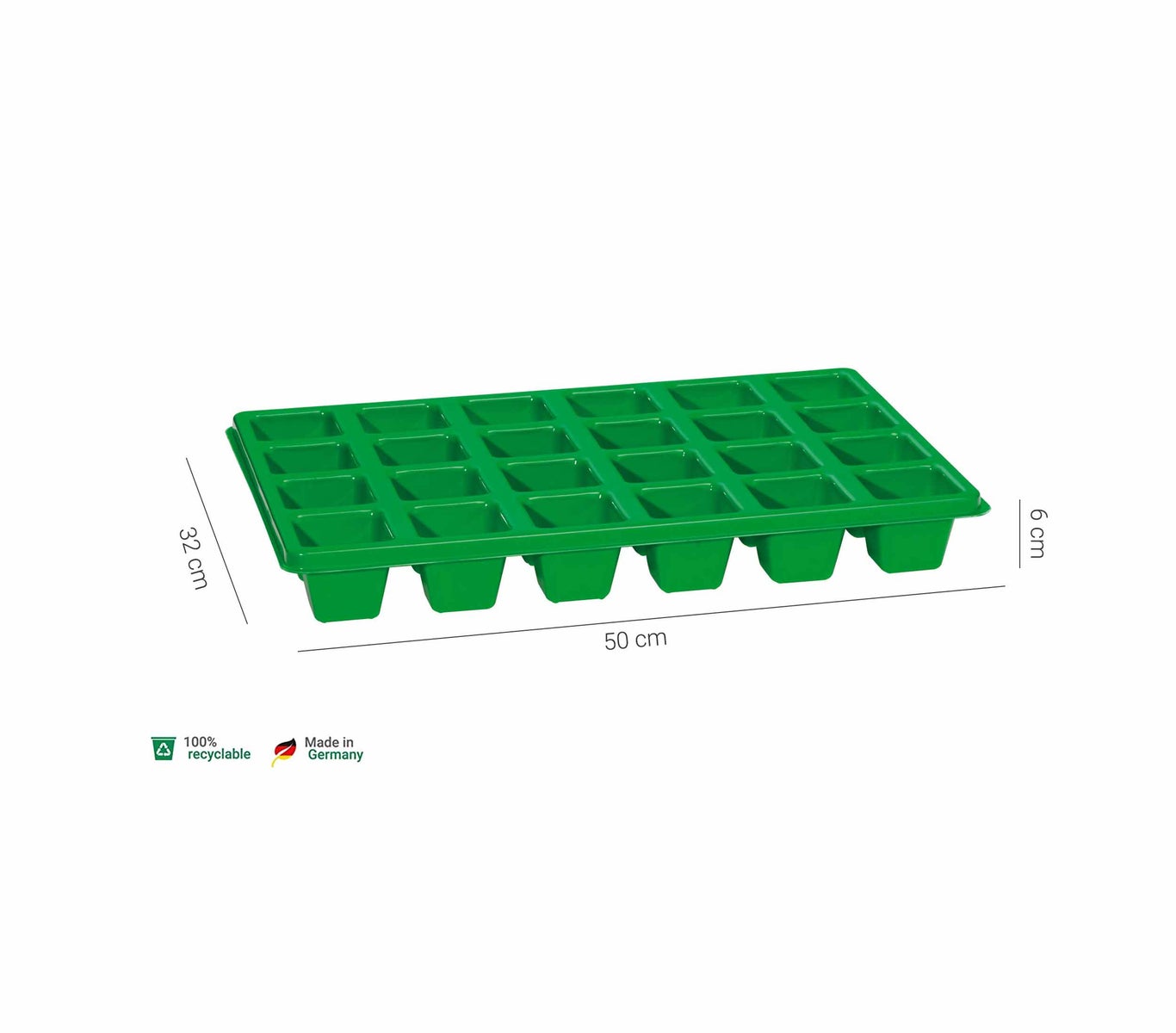 Pottenbak met 24 potten 50x32x6 cm