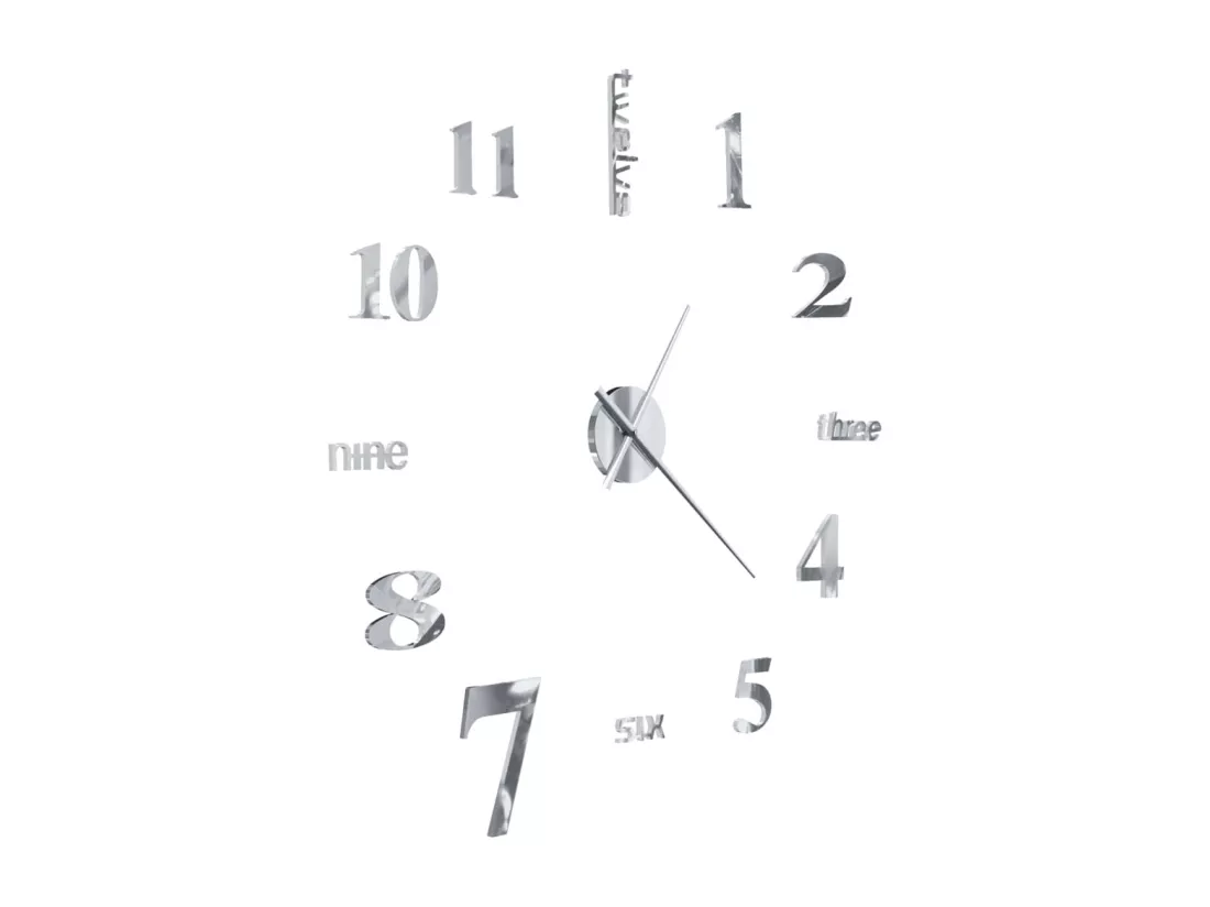 Horloge murale 3D Design moderne 100 cm XXL Argenté