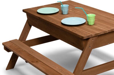 Woodlii Piknikbord med Sandkasse + Lokk, Brun