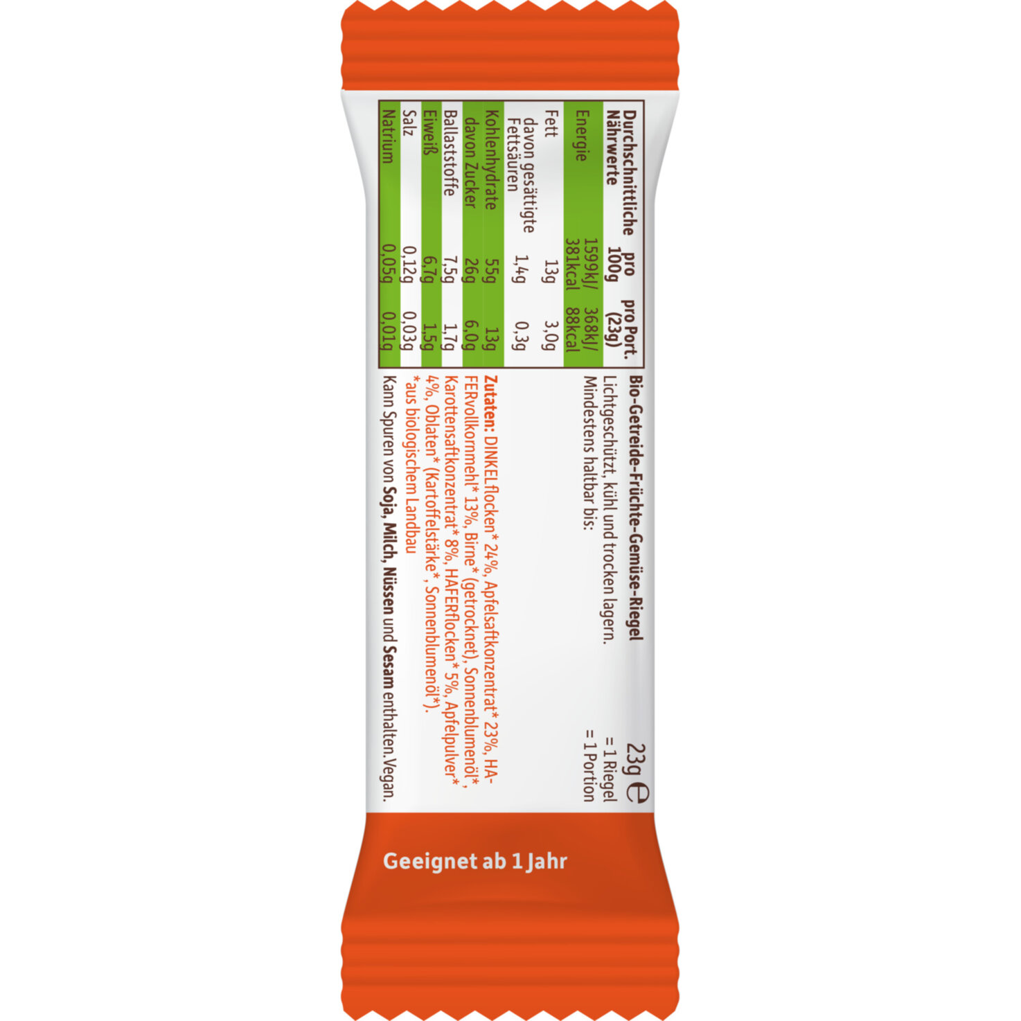 Freche Freunde Bio Riegel Apfel & Karotte 12+ Monate 4x23g