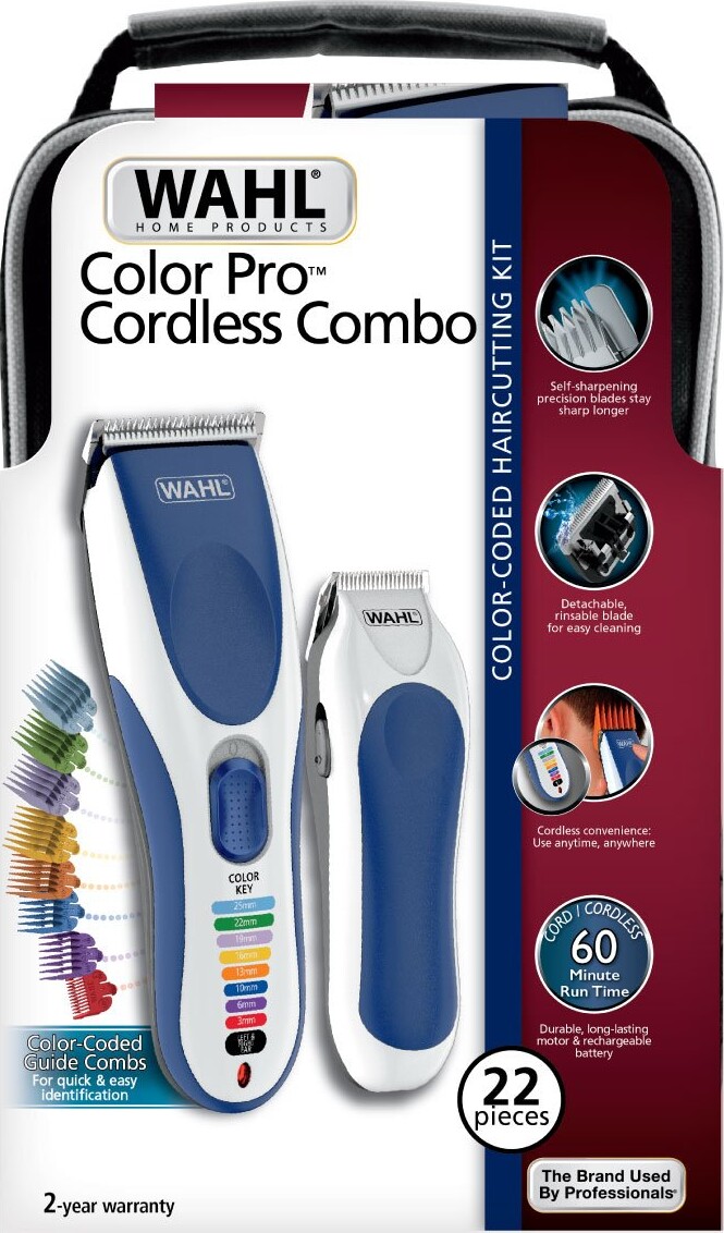 Wahl - Hårtrimmer Sæt - Color Pro Cordless Combo - 09649-916 - Hvid Blå