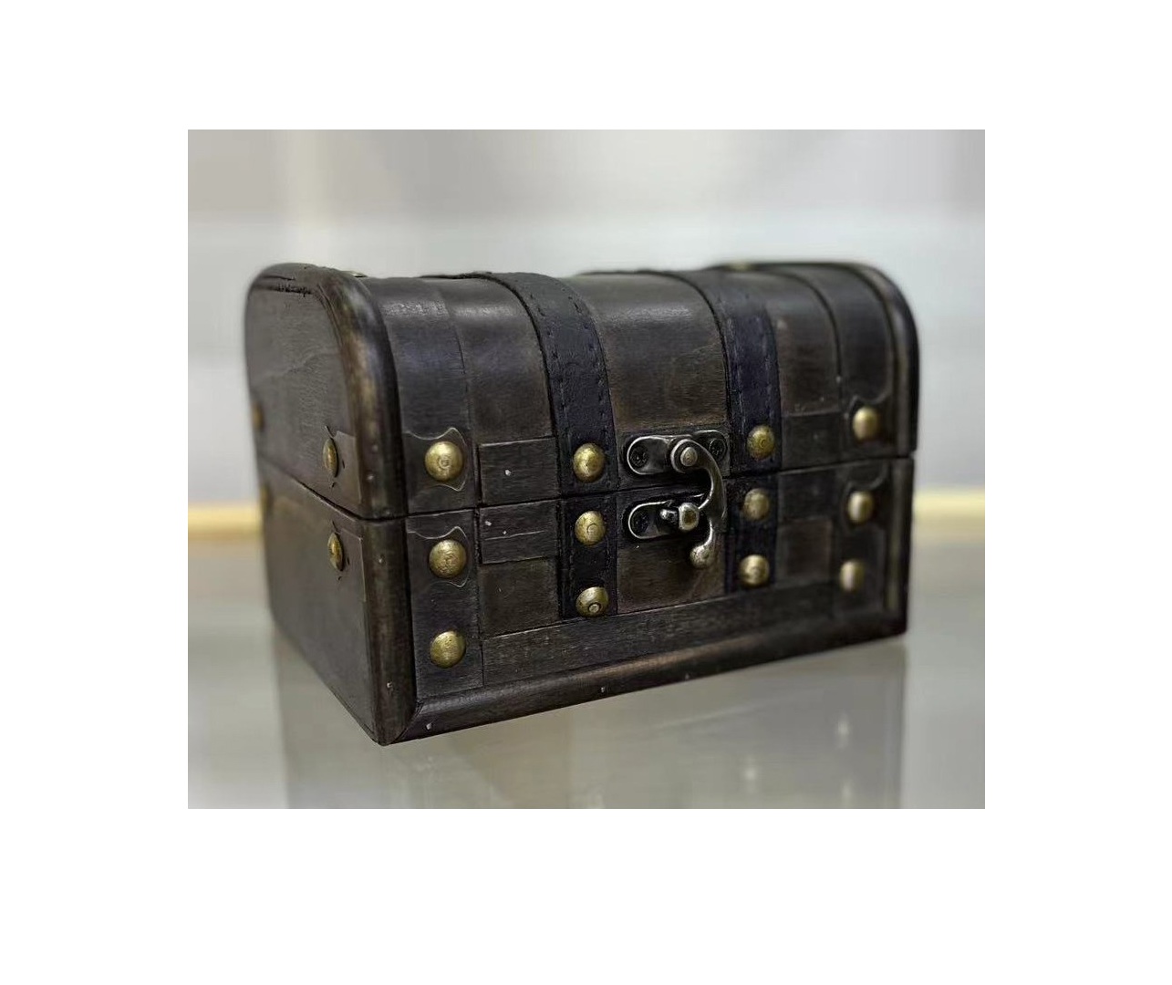 Holztruhe 'Veda', braun, gold, B 15 cm, L 12 cm, H 10 cm von fischer's lagerhaus