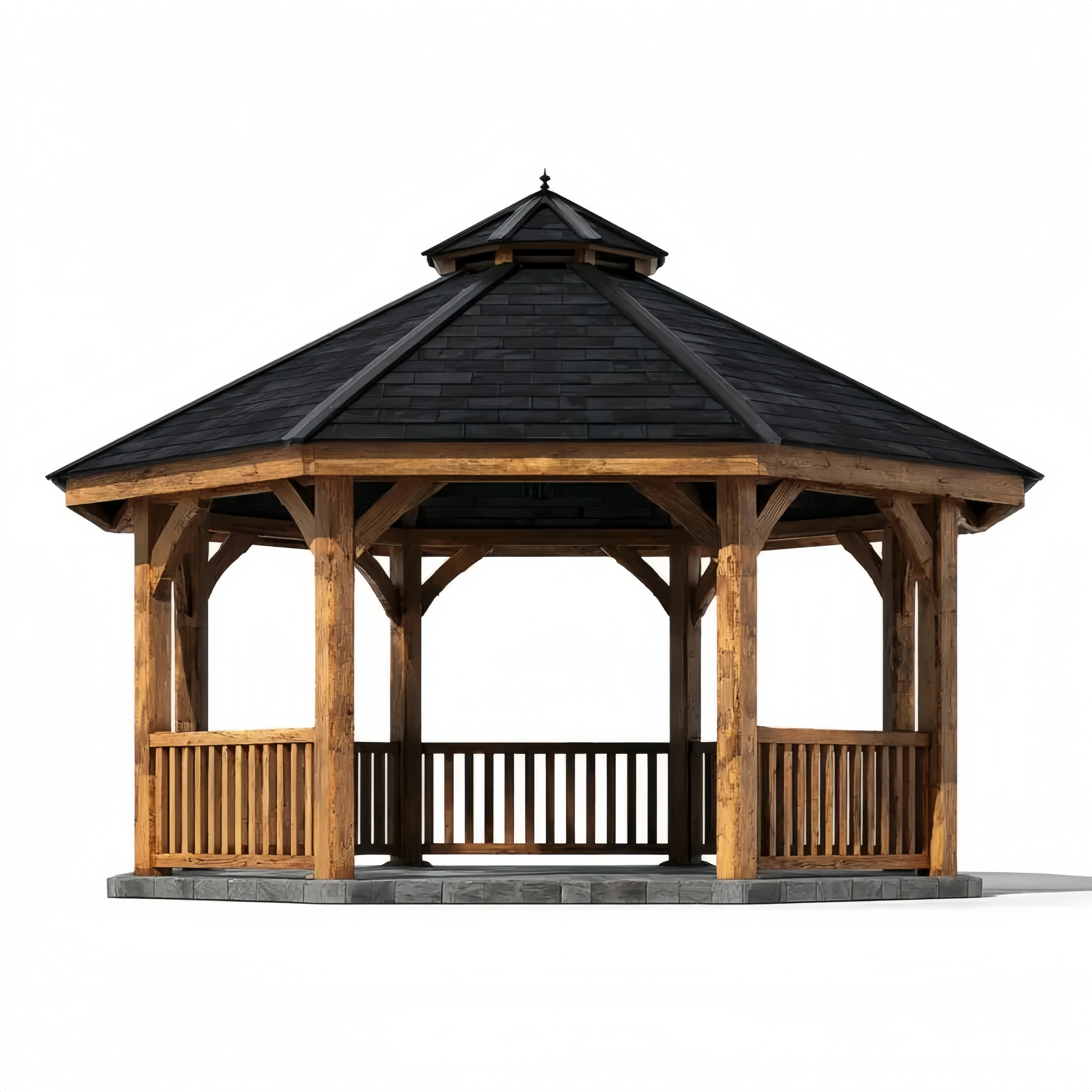 Pavillon Holz 400x400x300 cm – Schwarz – Traditionelles Design